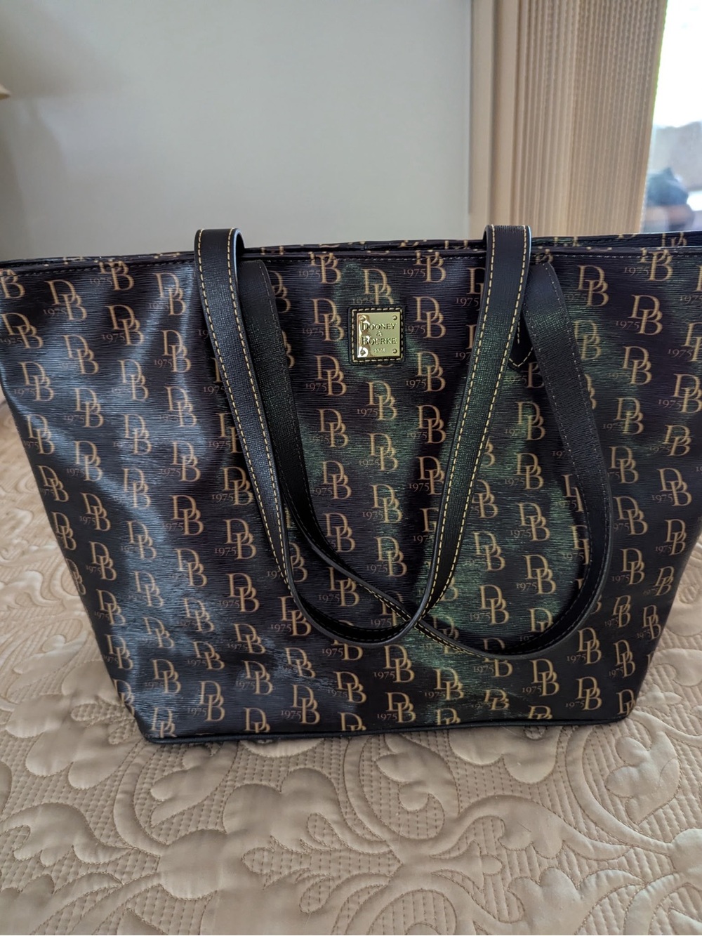 Dooney & Bourke Black and Brown Signature Tote